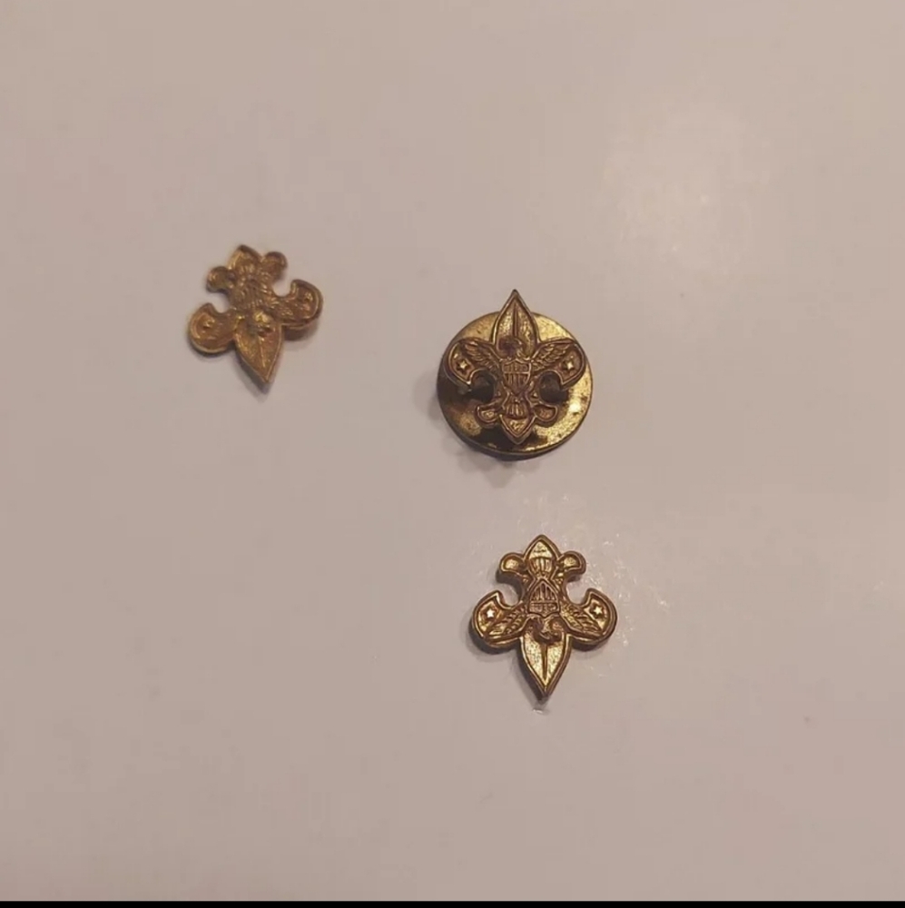 Mid 20th Century Boy Scouts Of America Fleur-de-lis Lapel Pin Set of 3